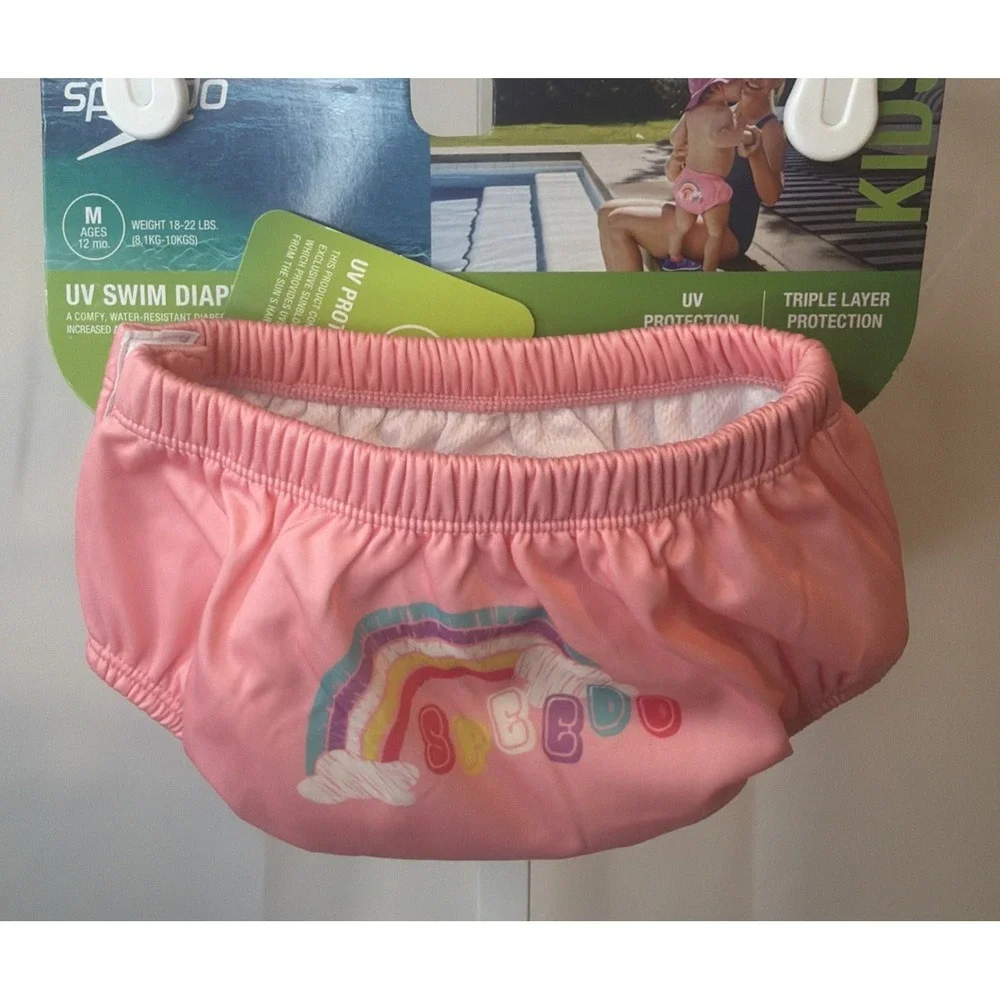 Speedo UV Swim Diaper with Snaps Pink Triple Layer Protection Size M (18-22lbs)